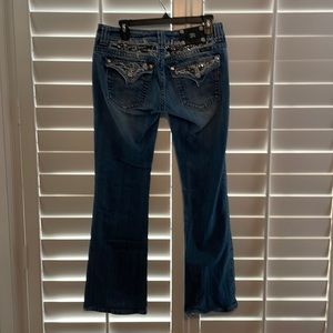 Miss Me jeans, black and silver sequin pockets, boot cut size 30